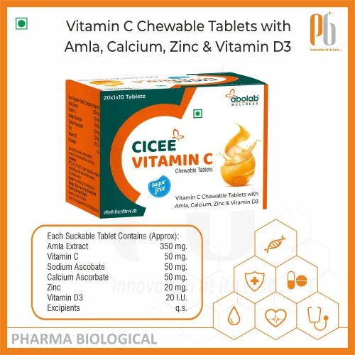 CICEE Vitamin C Chewable Tablets Third-Party Manufacturer
Price: ₹75/Box